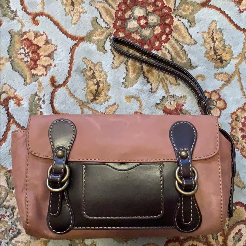 Ugg suede and leather wristlet